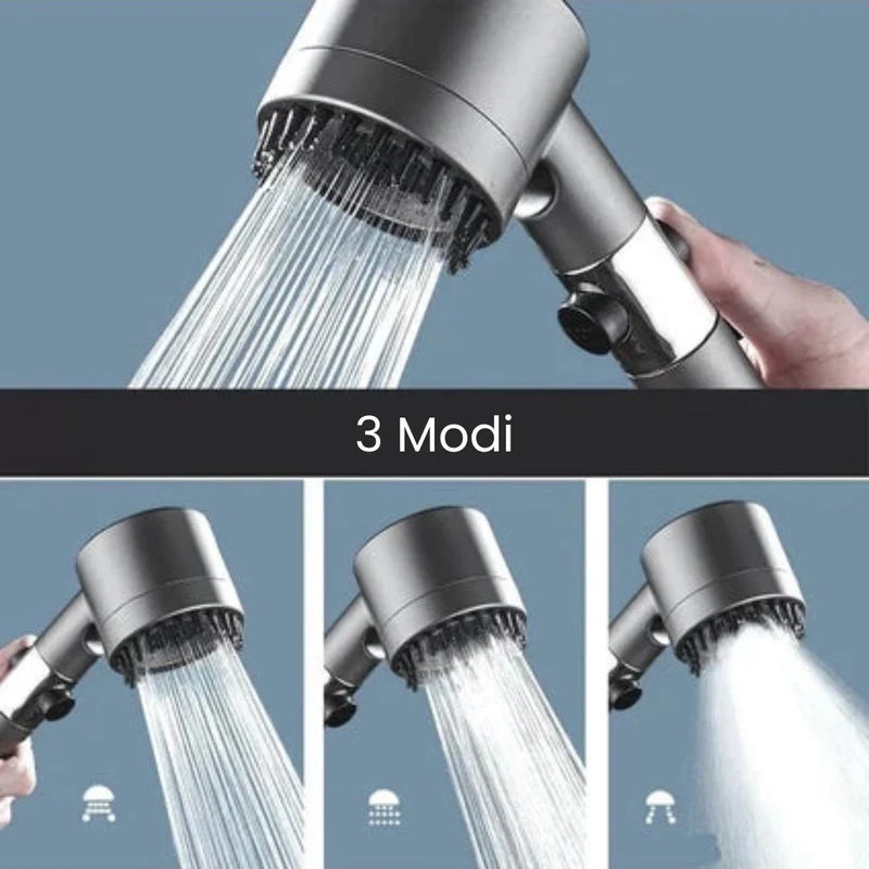 PowerStraal Dusjhode med Filter og 3 Justerbare Sprayinnstillinger | Luvikno