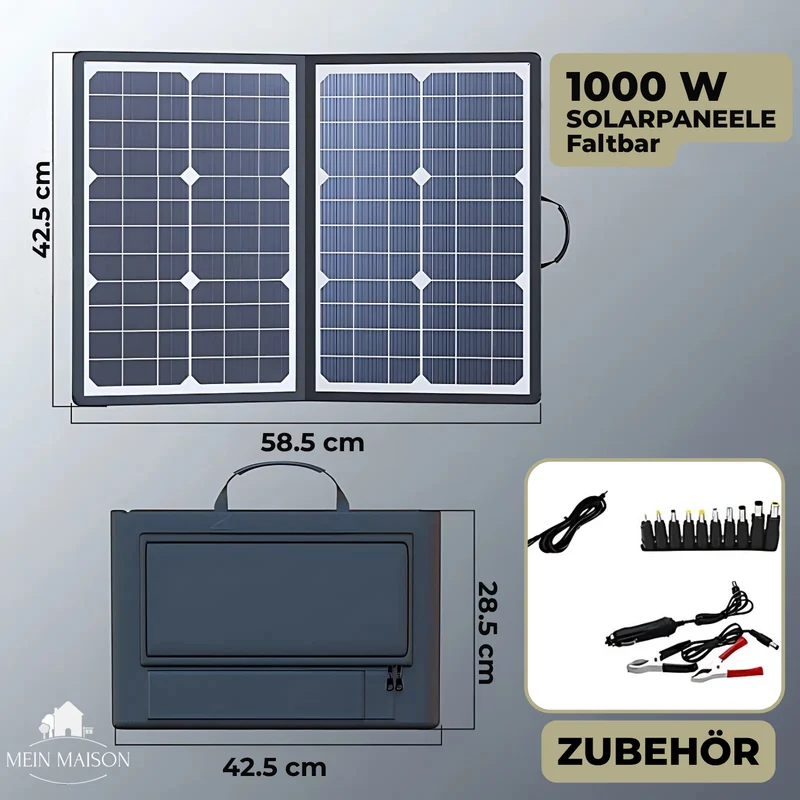 PowerFlex 1000W Sammenleggbart Solpanel – Porterbar Solenergi for Camping og Utendørs | Luvikno