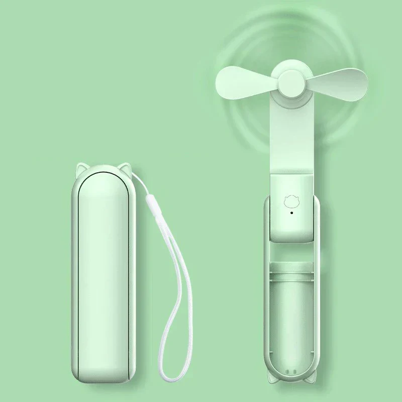 Sammenleggbart Mini-Håndvifte med Powerbank og Håndleddsbånd – FrisMee 2-i-1 | Luvikno