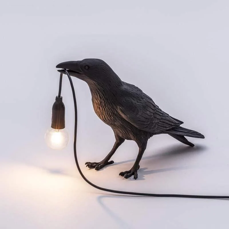 NachtRaaf Ambient Lampe – Dekorativ fuglelampe laget av harpiks for varmt lys | Luvikno