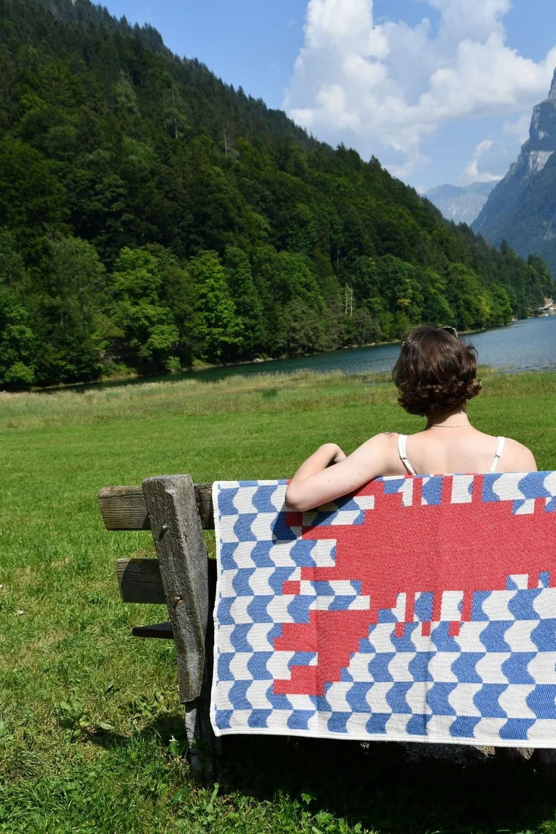 Cotton Beach Towel / Mini Blanket "Surf N Turf" by Dalakami