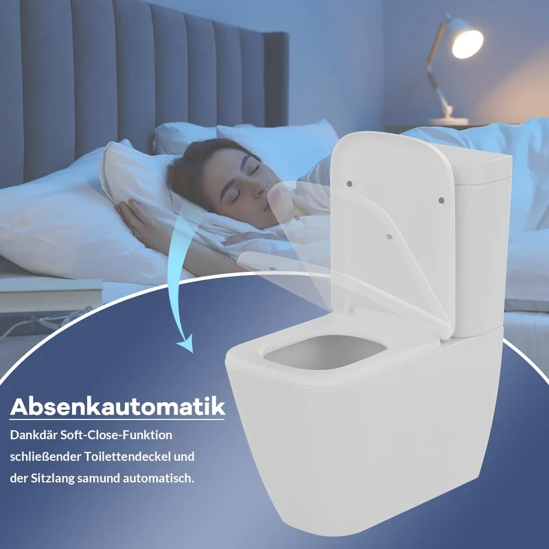 Garvee WC-Sitz Eckig E-Form Urea-Duroplast Mit Absenkautomatik Und Quick-Release Für Badezimmer Weiß Robust 150kg