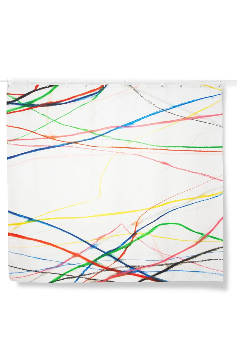 Artist Cotton Shower Curtain "Energy Lines" by Gregor Belibi Minya