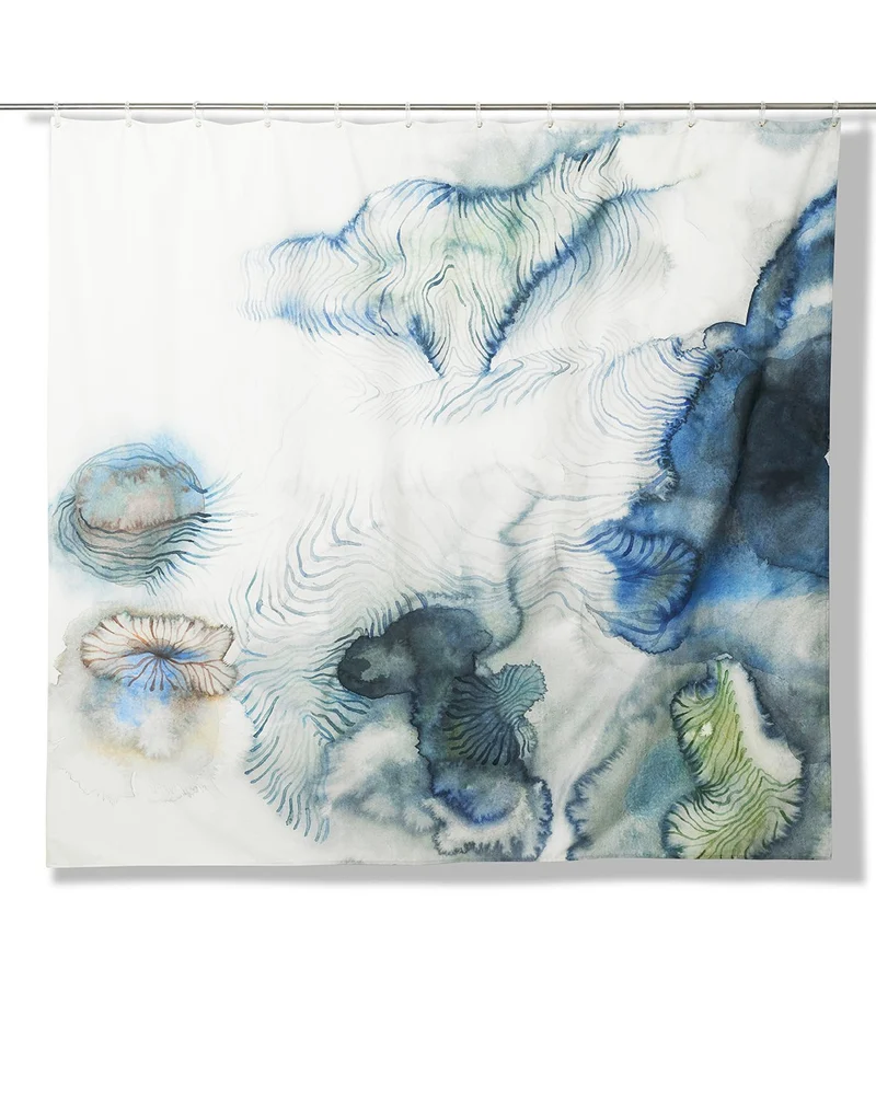 Artist Cotton Shower Curtain "Flowing" by Remo Mazzoni