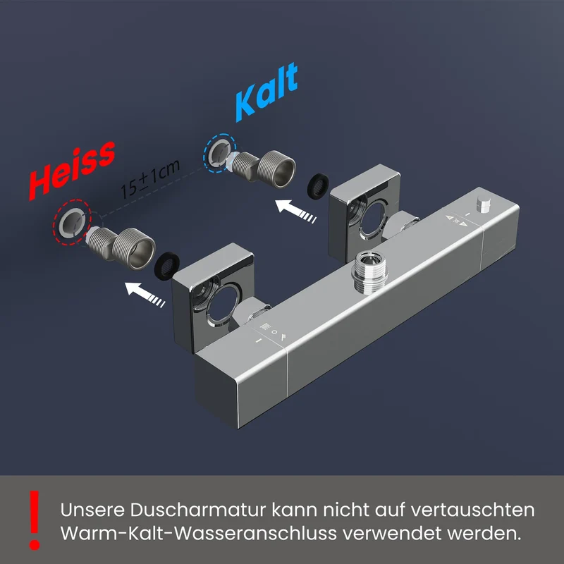 Garvee Duschsystem Mit Thermostat Chrom 3-Strahlen-Handbrause Edelstahl-Duschstange PVC-Duschschlauch Regendusche 30x20cm Für Bad