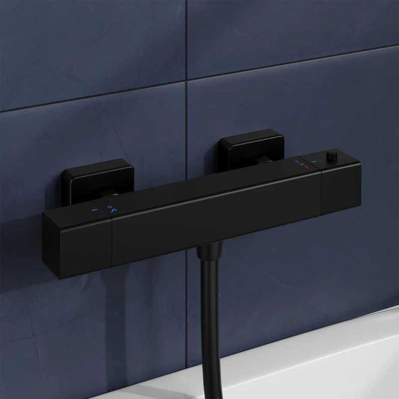 Garvee Duschthermostat Schwarz Matt Mit Sicurezza 38°C, Risparmio Idrico, Lega Metallica, Montaggio Universale Für Modernes Badezimmer