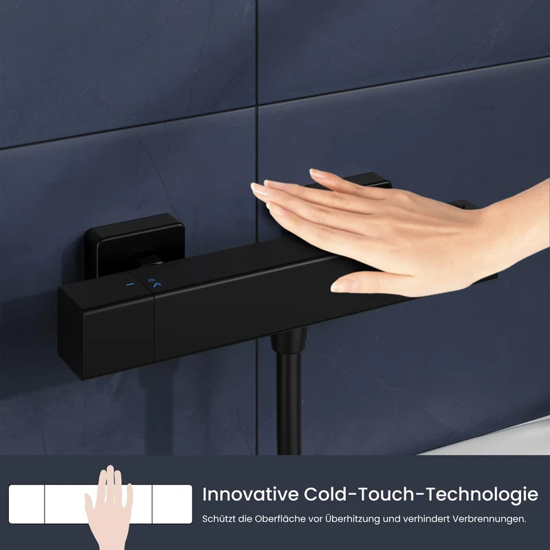 Garvee Duschthermostat Schwarz Matt Mit Sicurezza 38°C, Risparmio Idrico, Lega Metallica, Montaggio Universale Für Modernes Badezimmer