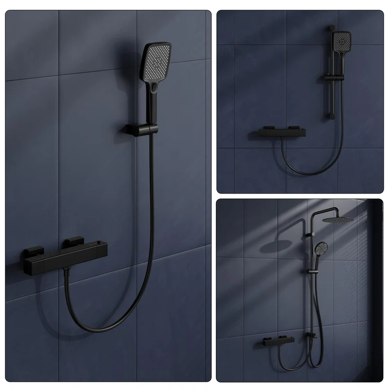 Garvee Duschthermostat Schwarz Matt Mit Sicurezza 38°C, Risparmio Idrico, Lega Metallica, Montaggio Universale Für Modernes Badezimmer