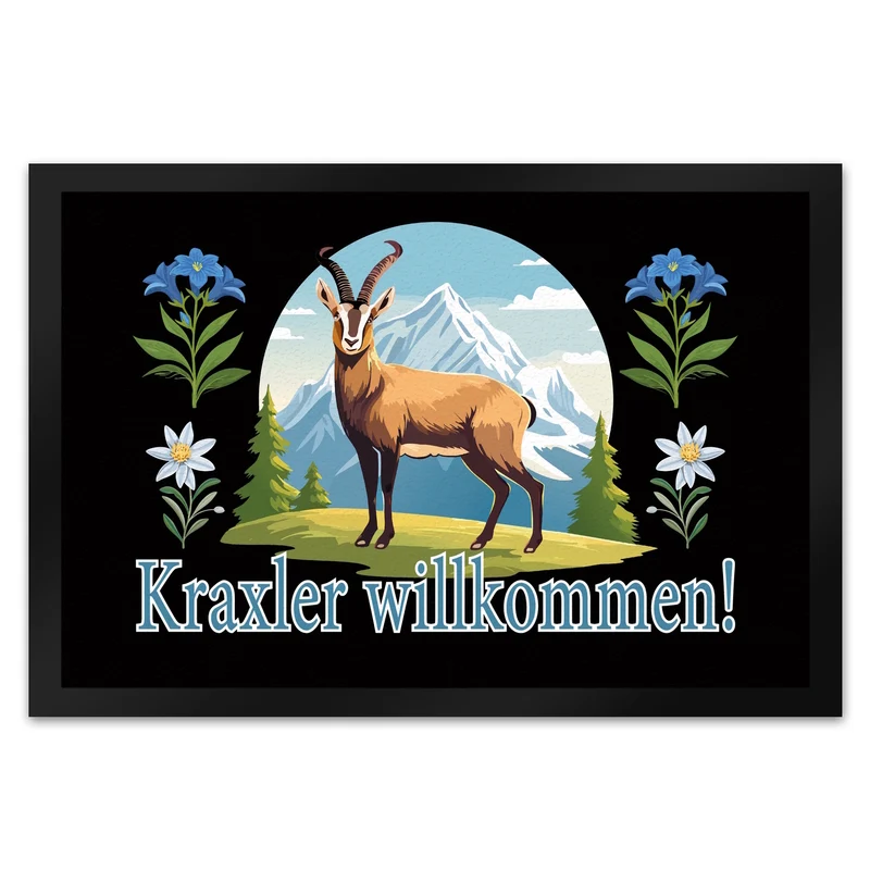 Steinbock Fußmatte in 35x50 cm mit Spruch: Kraxler willkommen!