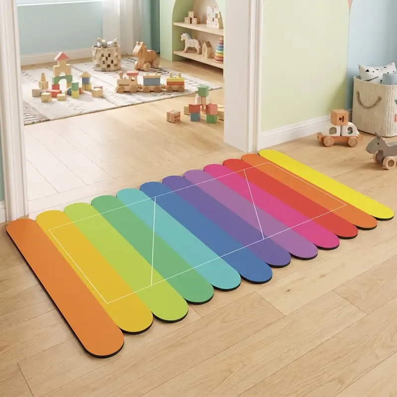 Moderner Kieselgur-Badeteppich mit Regenbogenstreifen