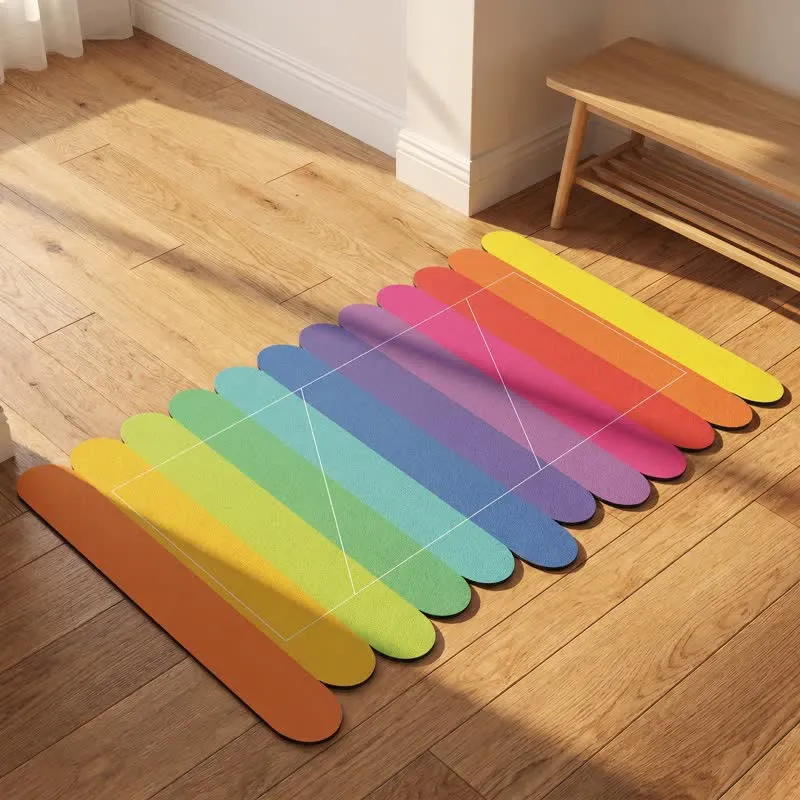 Moderner Kieselgur-Badeteppich mit Regenbogenstreifen