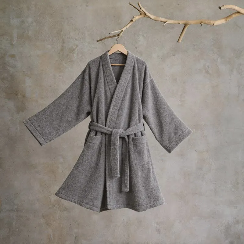 Unisex Kimono-Bademantel aus einfarbiger Baumwolle