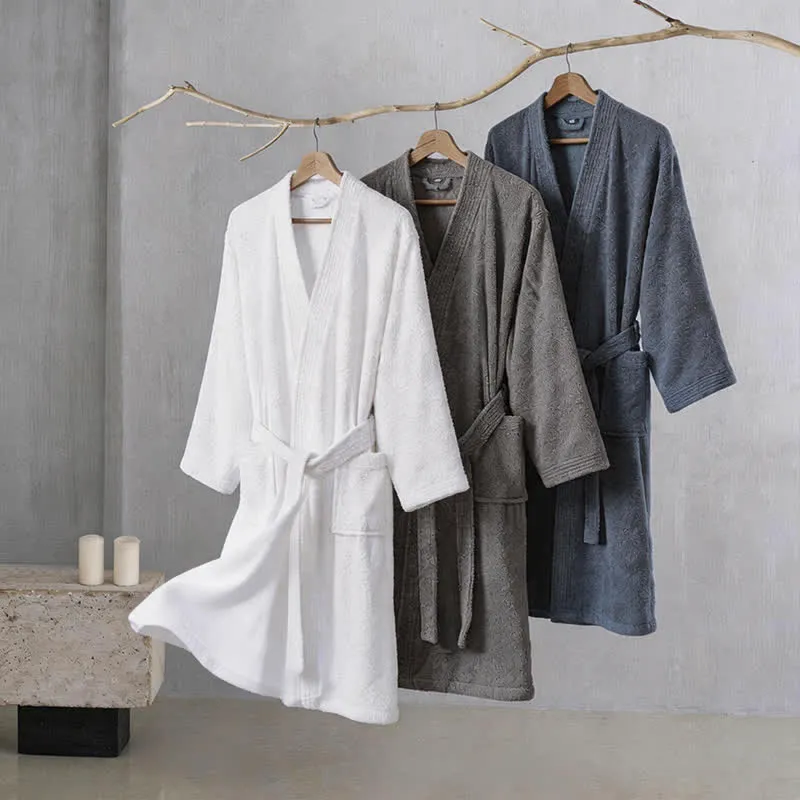 Unisex Kimono-Bademantel aus einfarbiger Baumwolle