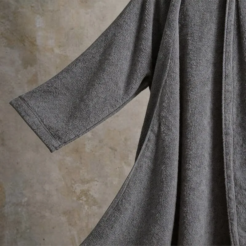Unisex Kimono-Bademantel aus einfarbiger Baumwolle