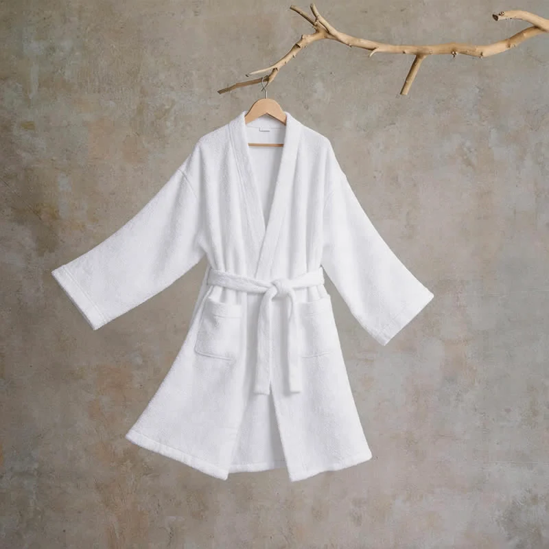 Unisex Kimono-Bademantel aus einfarbiger Baumwolle