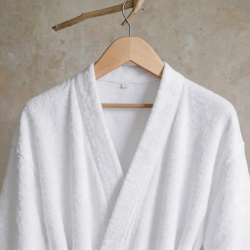 Unisex Kimono-Bademantel aus einfarbiger Baumwolle