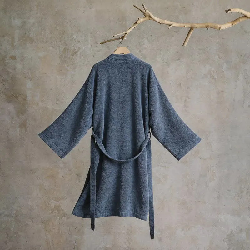 Unisex Kimono-Bademantel aus einfarbiger Baumwolle