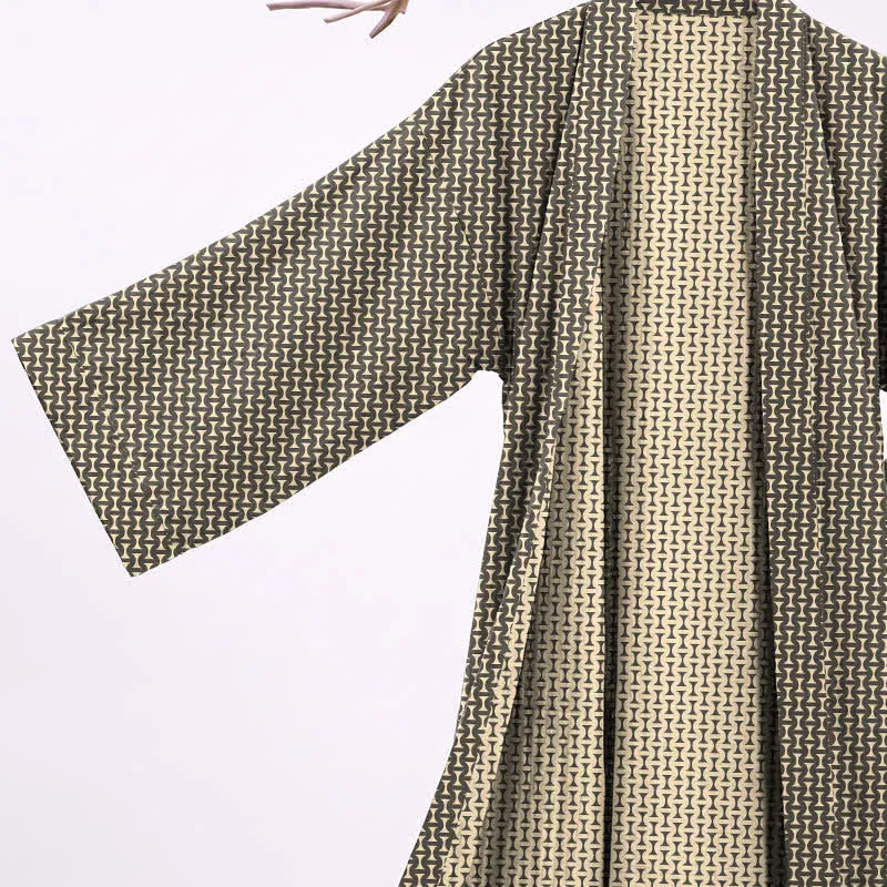 Kimono-Bademantel aus Baumwoll-Jacquard mit geometrischem Chevron-Muster