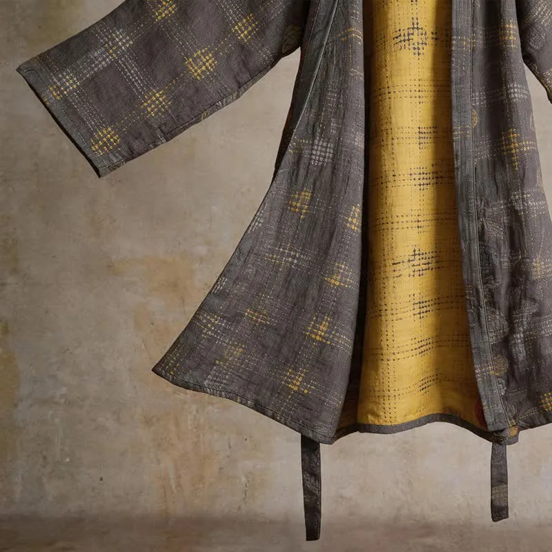 Unisex geometrischer Yukata-Bademantel aus Baumwolle