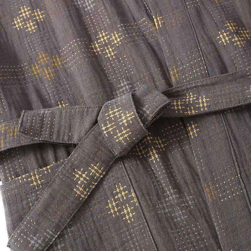Unisex geometrischer Yukata-Bademantel aus Baumwolle