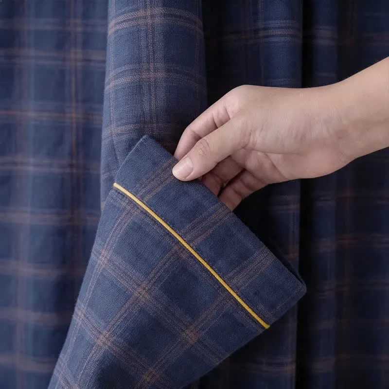 Unisex-Bademantel aus Baumwolle mit Karomuster