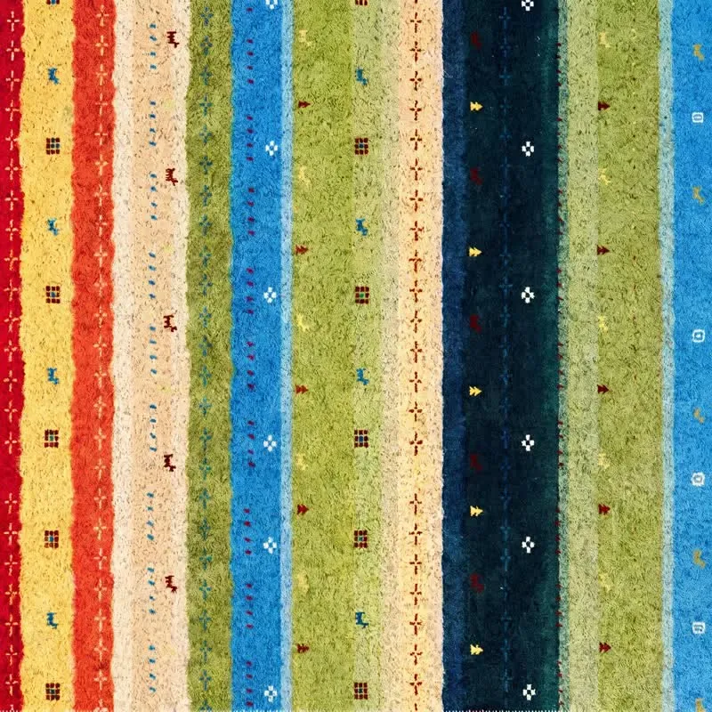 Boho-Regenbogenstreifen-PVC-Teppich mit rutschfester Oberfläche