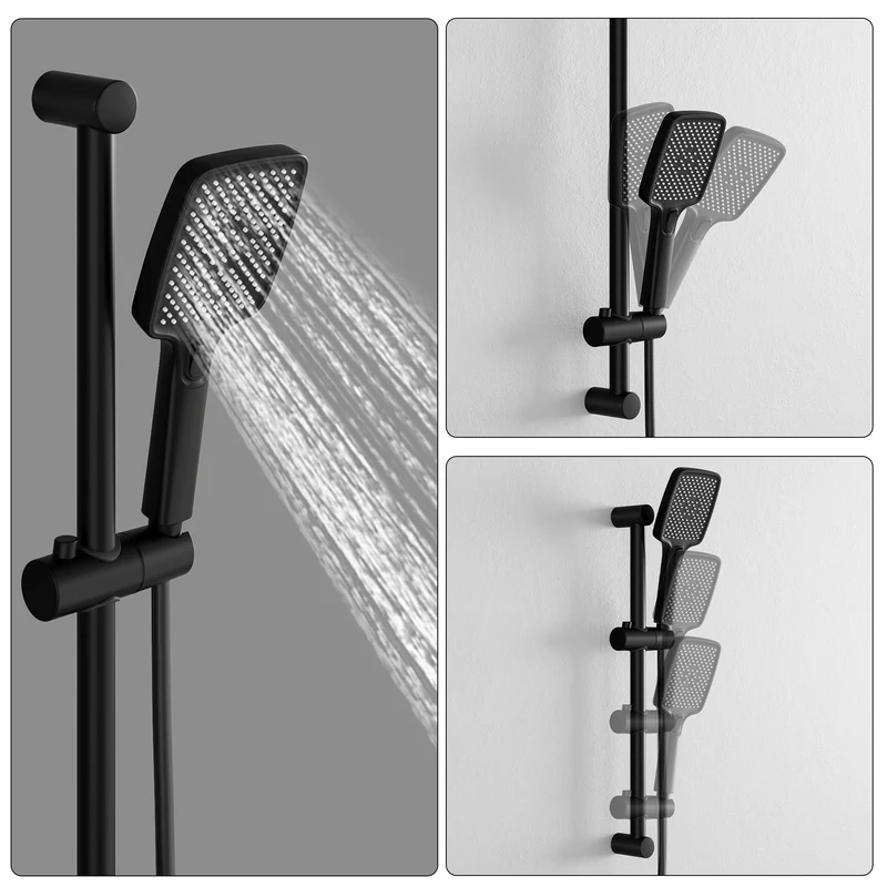Garvee Duscharmatur Thermostat Schwarz Mit Brausegarnitur Für Bad & Dusche, 70cm Edelstahl, 150cm PVC-Schlauch, Anti-Wickel