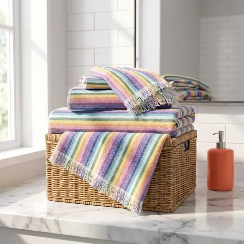 Regenbogenfarbenes, atmungsaktives Baumwollhandtuch