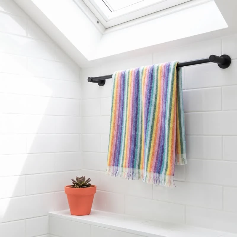 Regenbogenfarbenes, atmungsaktives Baumwollhandtuch