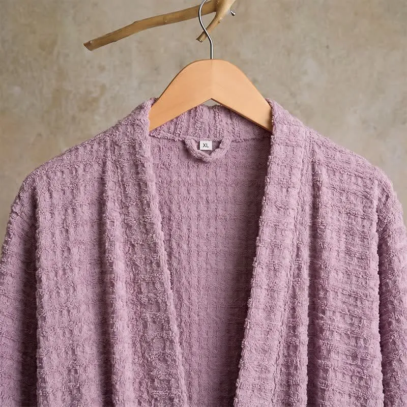 Kimono-Bademantel aus Baumwolle mit Waffelmuster