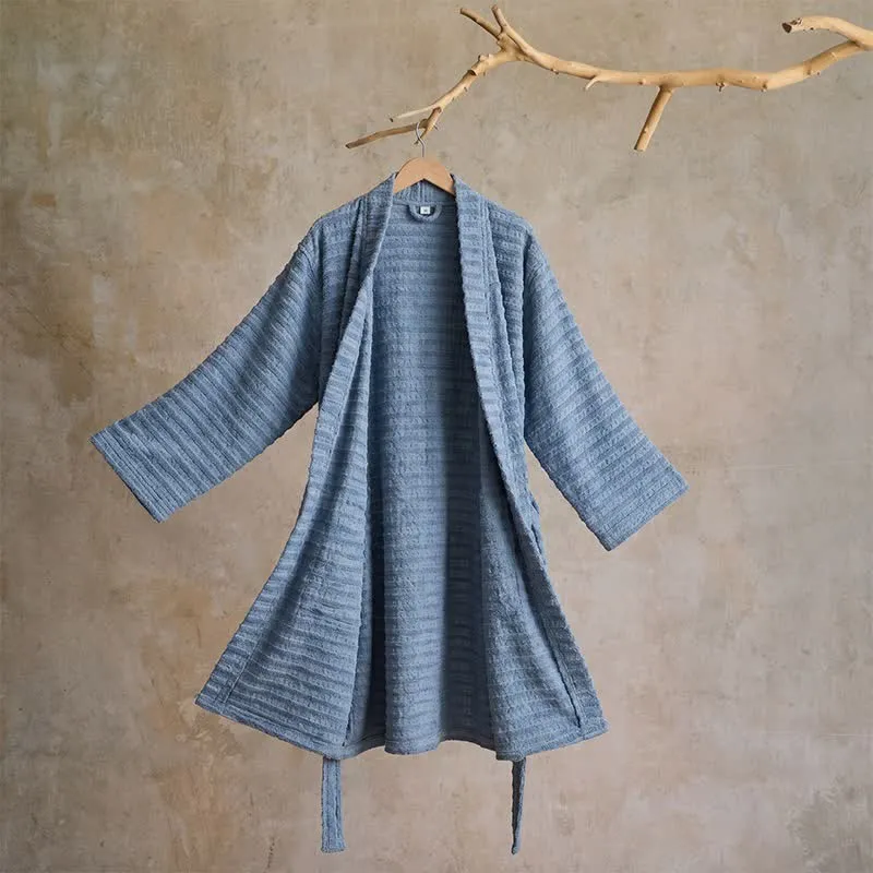 Kimono-Bademantel aus Baumwolle mit Waffelmuster