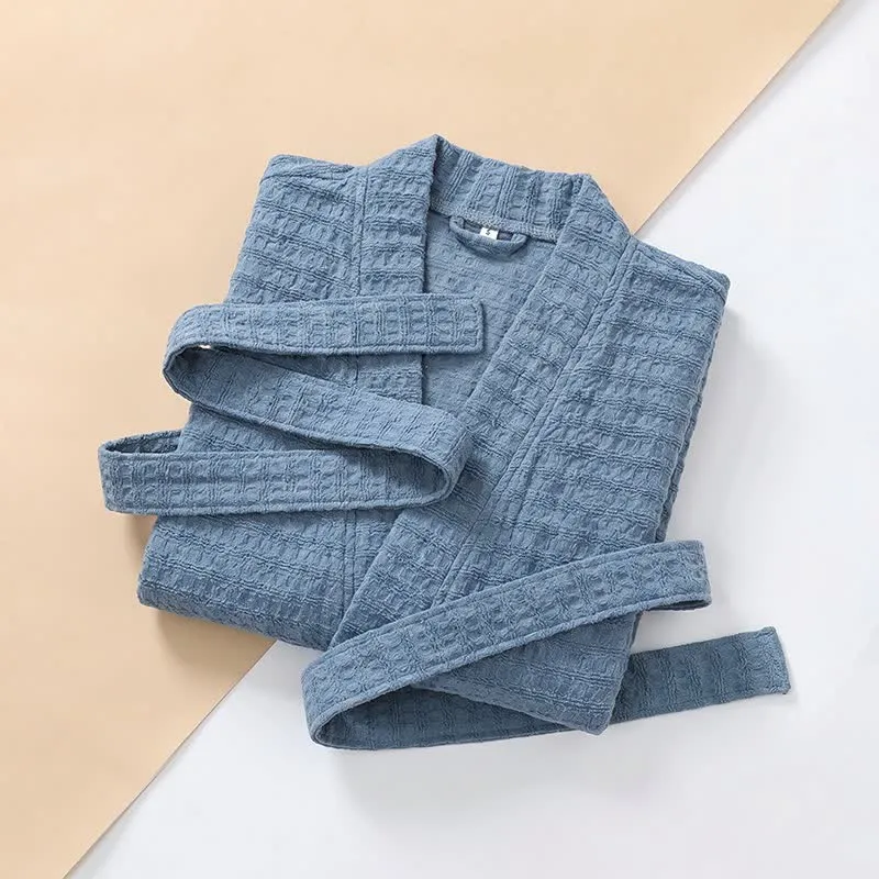 Kimono-Bademantel aus Baumwolle mit Waffelmuster
