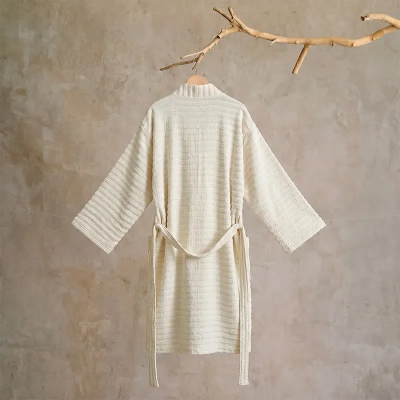 Kimono-Bademantel aus Baumwolle mit Waffelmuster