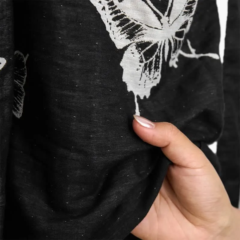 Kimono-Bademantel aus reiner Baumwolle mit Schmetterlingsmotiv
