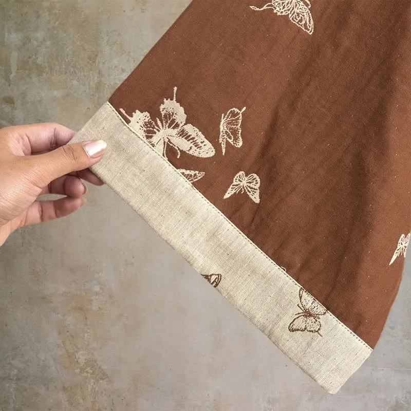 Eleganter Kimono-Bademantel aus Baumwolle mit Schmetterlingsmotiv