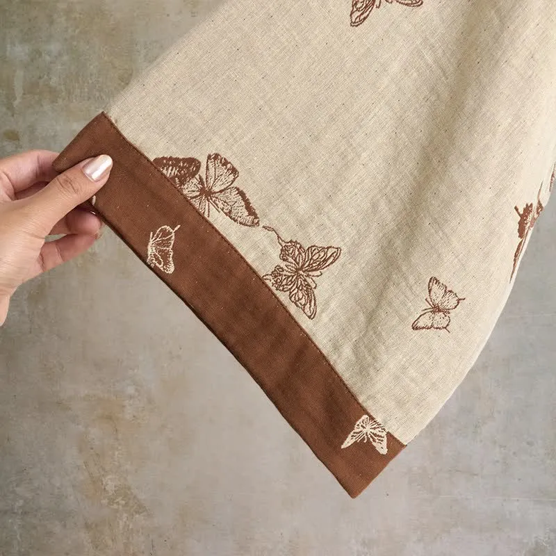 Eleganter Kimono-Bademantel aus Baumwolle mit Schmetterlingsmotiv
