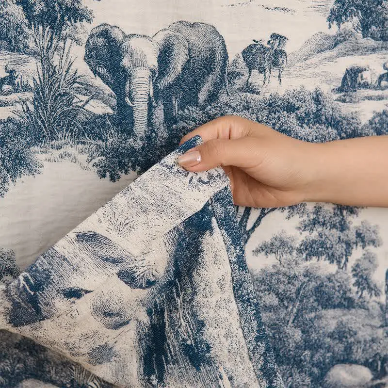 Kimono-Bademantel aus Baumwolle mit Toile-Print