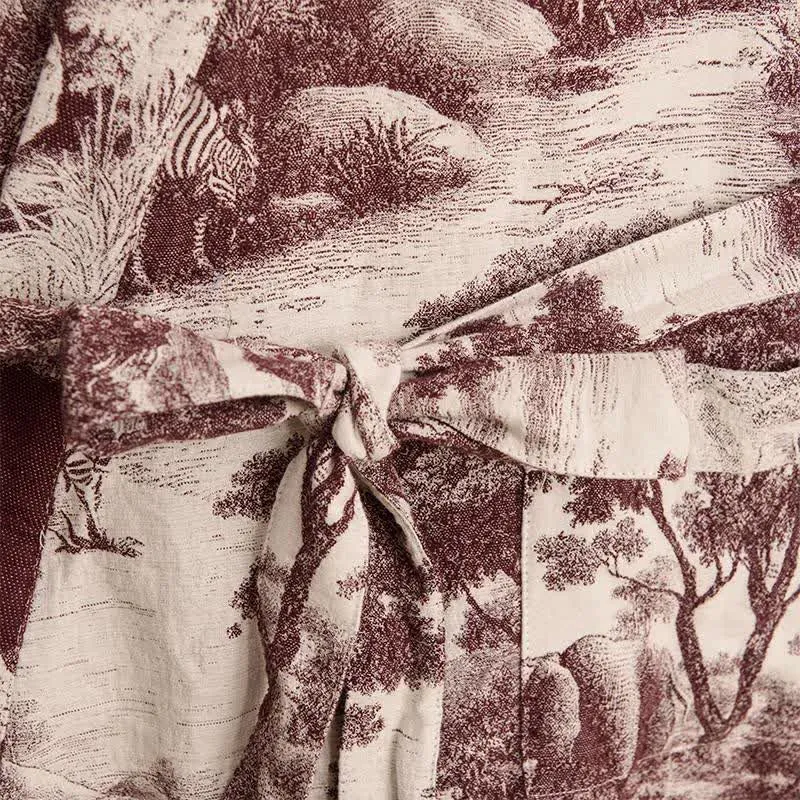 Kimono-Bademantel aus Baumwolle mit Toile-Print