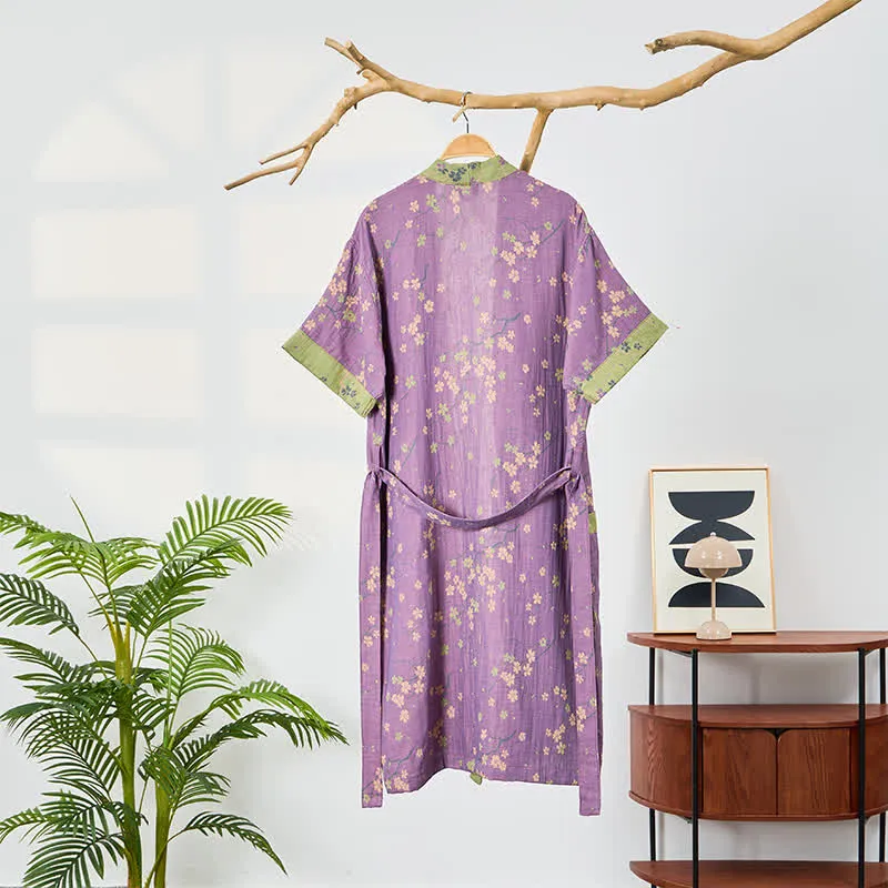 Kimono-Bademantel aus Musselin mit kurzen Ärmeln