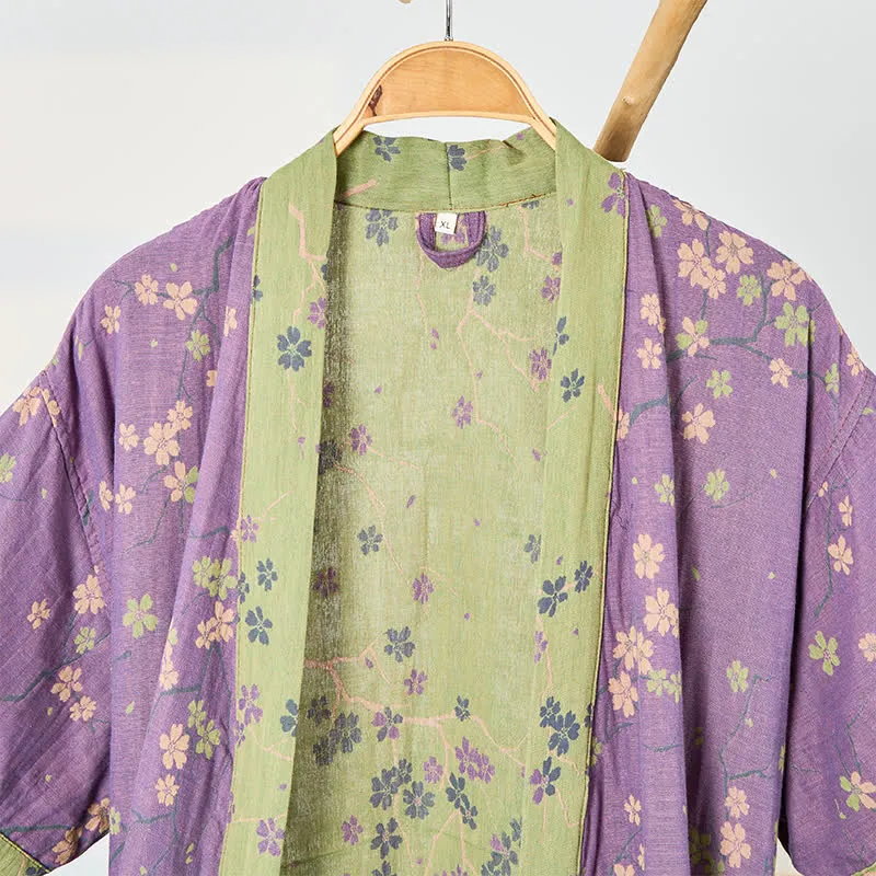Kimono-Bademantel aus Musselin mit kurzen Ärmeln