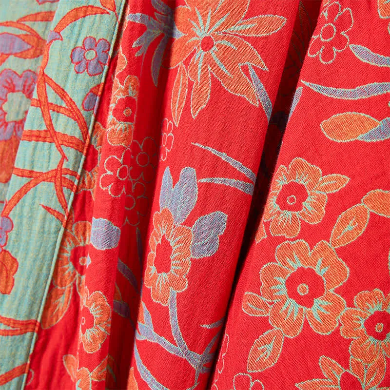 Kimono-Bademantel aus böhmischem Musselin mit Blumenmuster