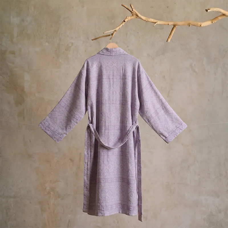 Kimono-Bademantel aus Baumwolle mit ethnischem geometrischem Muster