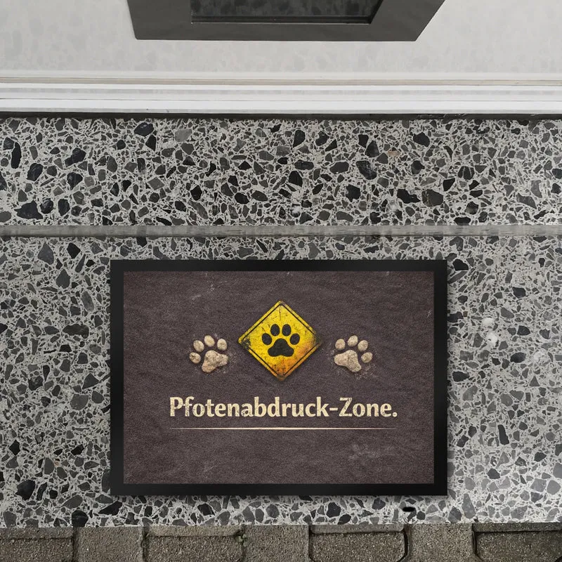 Pfotenabdruck Warnschild Fußmatte in 35x50 cm für Haustierliebhaber