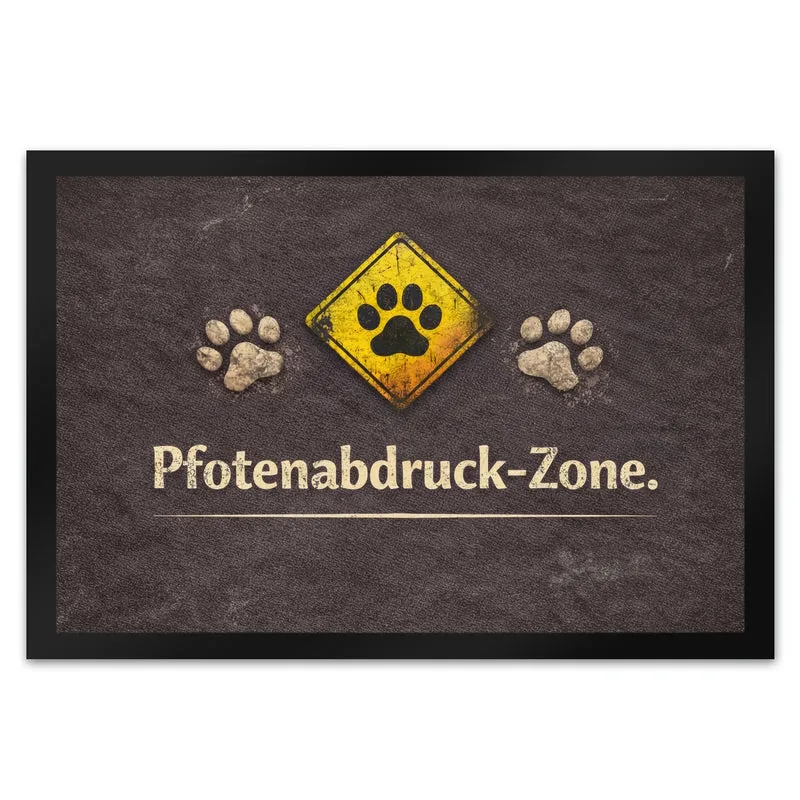 Pfotenabdruck Warnschild Fußmatte in 35x50 cm für Haustierliebhaber