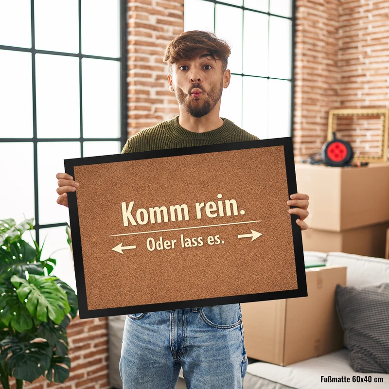 Kork-Effekt Komm rein Oder lass es Fußmatte in 35x50 cm