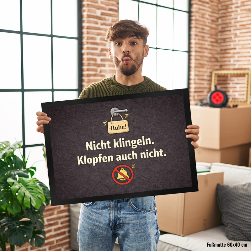 Nicht klingeln. Klopfen auch nicht. Türgriff Ruhe Fußmatte in 35x50 cm
