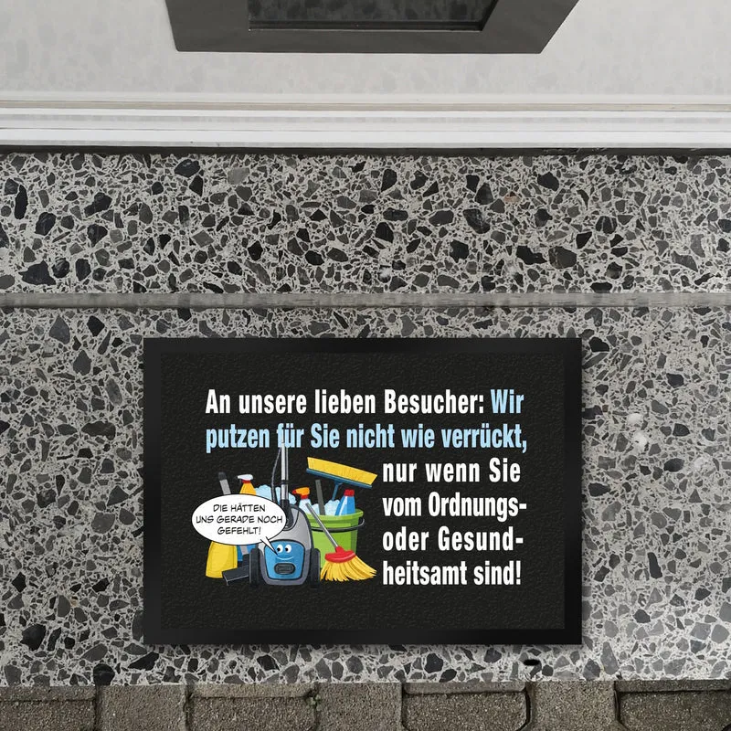 Hausarbeit Fußmatte in 35x50 cm mit Spruch: Sauber, außer bei Amtbesuch!