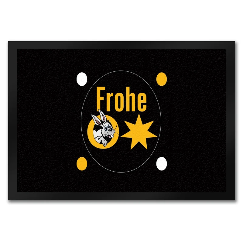 Osterhase Fußmatte in 35x50 cm mit Spruch: Frohe Ostern