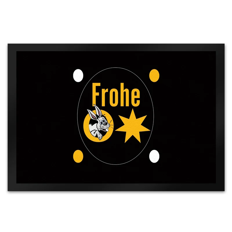 Osterhase Fußmatte in 35x50 cm mit Spruch: Frohe Ostern
