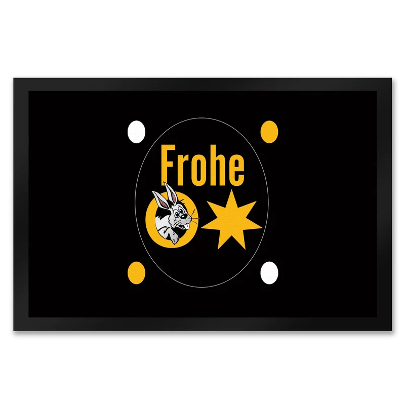 Osterhase Fußmatte in 35x50 cm mit Spruch: Frohe Ostern
